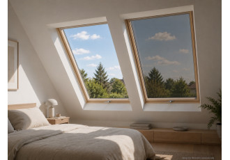 Tinted heat control film for Velux roof windows: optimal thermal comfort without compromising natural light.